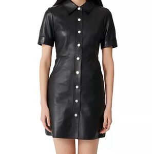 MAJE Ripoli Lambskin Leather Mini Dress - size 40 - NWT